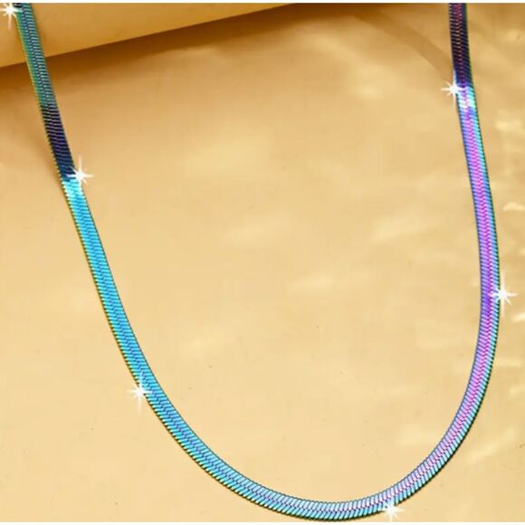 Men's Gradient Colored Stainless steel Necklace 22" - Picture 6 of 7